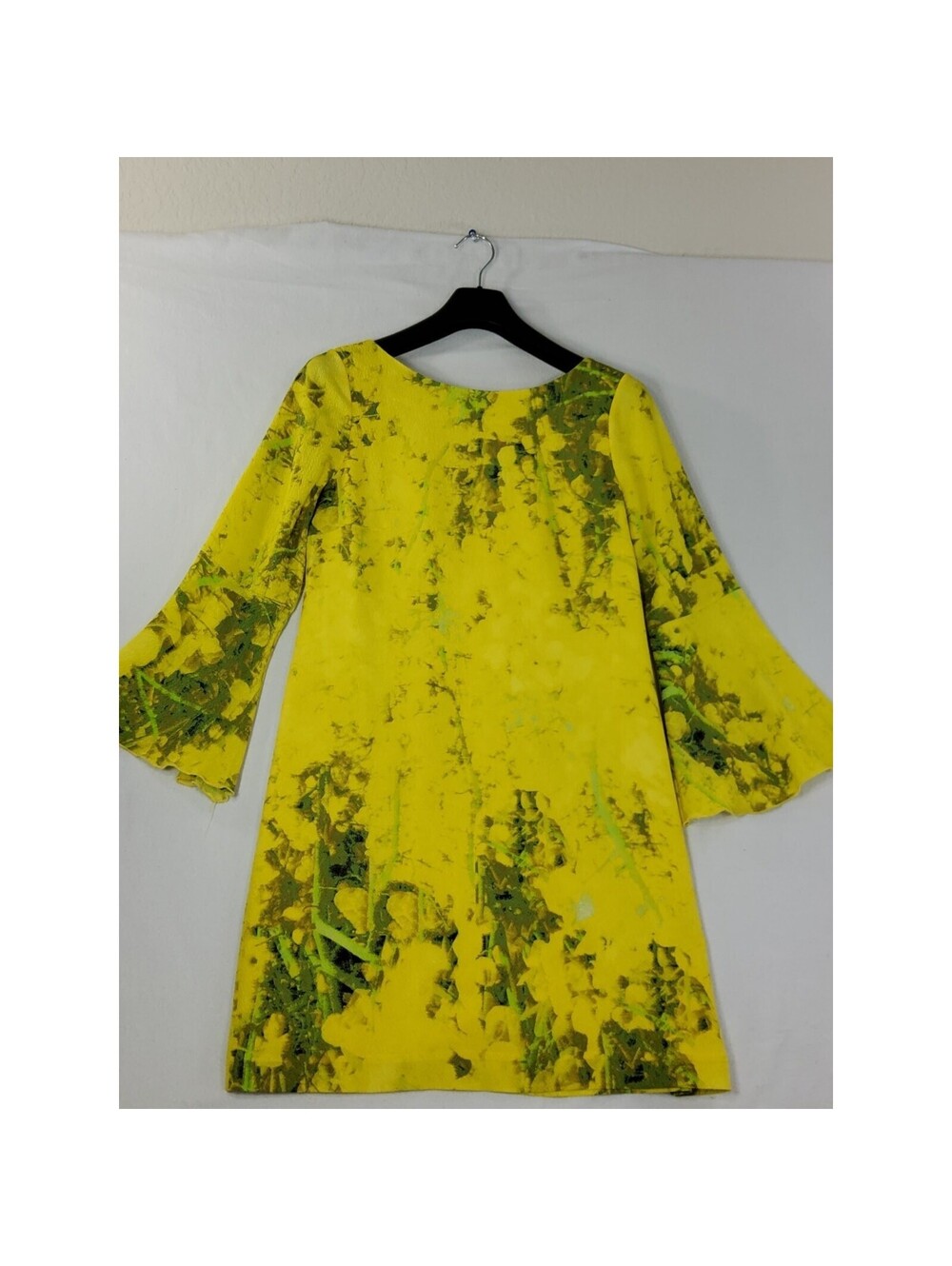 Free People Tracy Reese Flounce Sleeve Stretch Silk Mini Dress Women's 6 Yellow